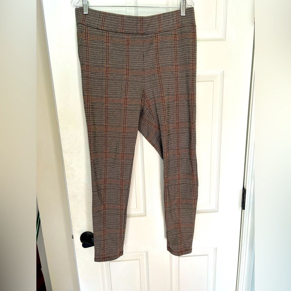 Loft Pull on Plaid Work Pants sz L
